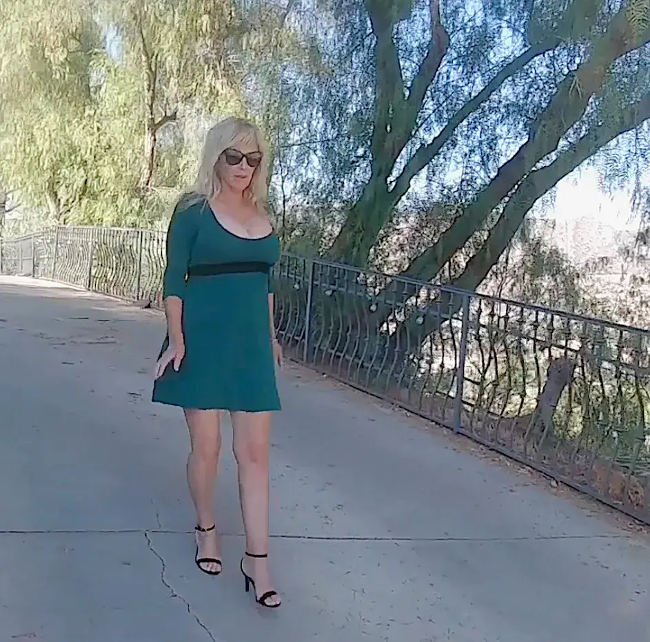 Lorraine Green Plunging Neck Dress